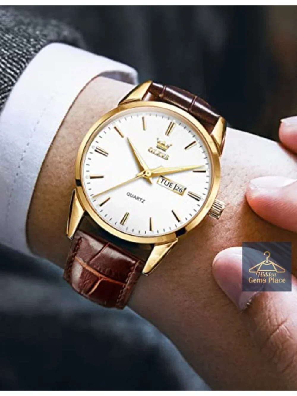 Men's Casual Quartz Watch Leather Strap Water Resistant Easy to Read